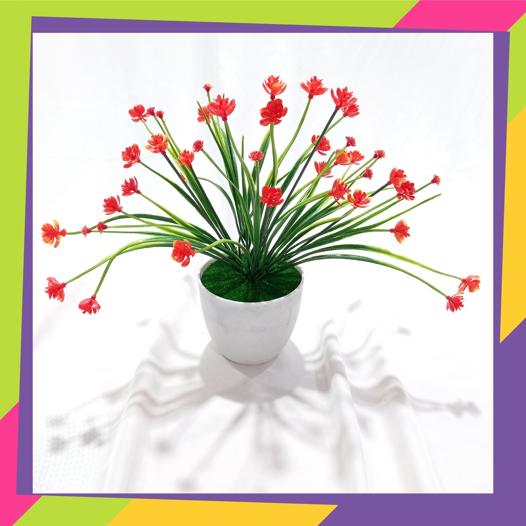 1608 / Pot bunga plastik lumut + tanaman hias bunga lotus artificial dekorasi / Vas bunga shabby chic gaya Nordic