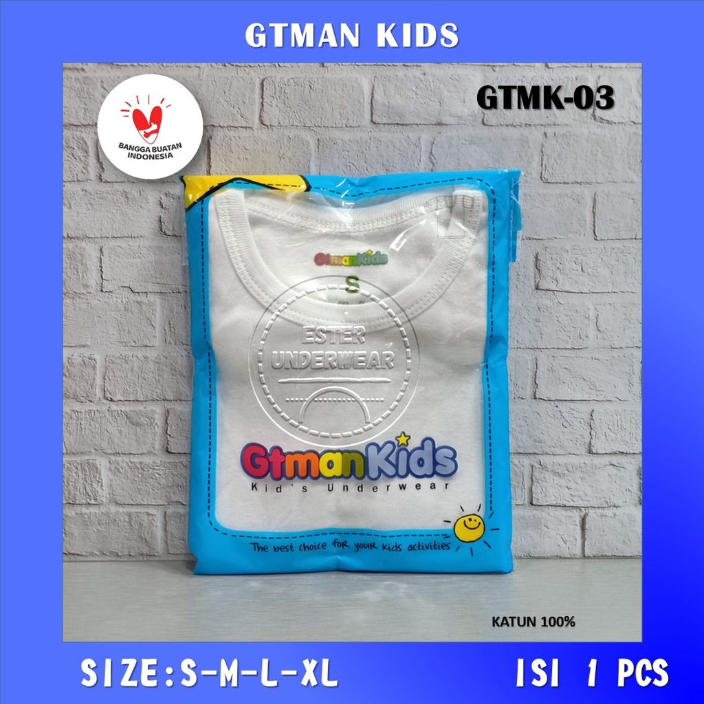 Kaos Dalam Anak Laki-Laki GTMAN KIDS GTMK-03 PUTIH ISI 1PCS