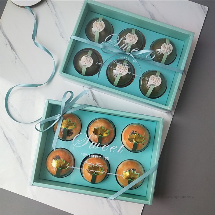 

Mooncake Box Dome 6 Sweet Blue/Pink with paperbag (SET) dus kue bulan packaging moon cake cantik