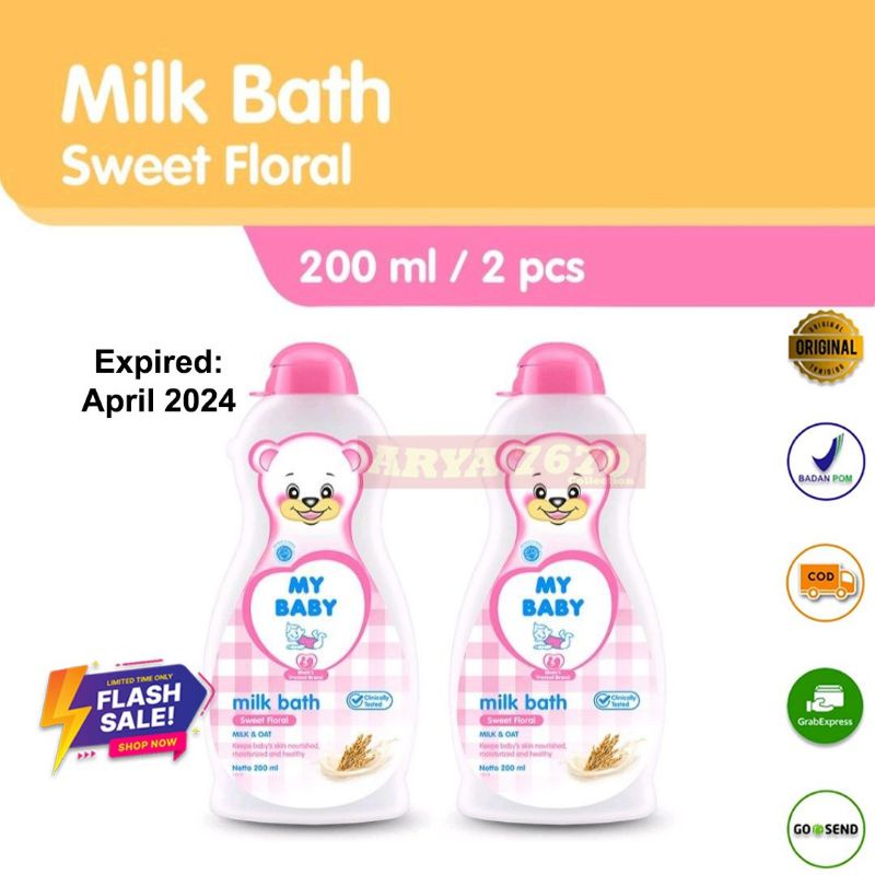 [PROMO] My Baby Milk Bath Sweet Floral Pink [200mL/2] - Sabun Cair Bayi - Harga Termurah