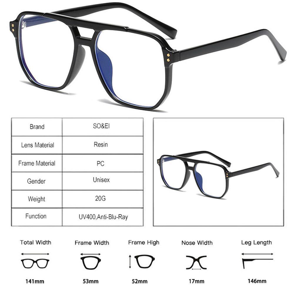 Agustinina Kacamata Anti-Blu-Ray Pria Vision Care Square Double Bridges Fashion Blocking Glasses