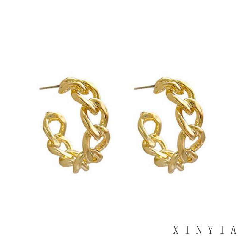 【COD】Anting Tusuk Bentuk Rantai Bulat Warna Emas Gaya Korea Untuk Wanita