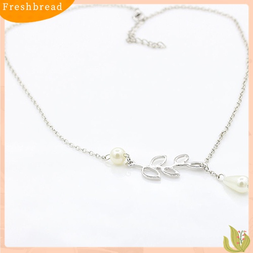 [TERLARIS]Women's Fashion Faux Pearl Hollow Leaves Branch Choker Short Bib Collar Necklace