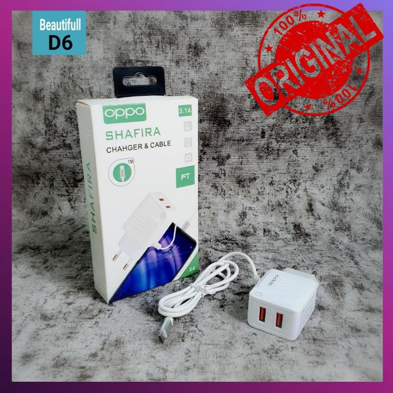 [FT D6] Charger Oppo 3.1A Micro Usb 3in1 Led Fast Charger