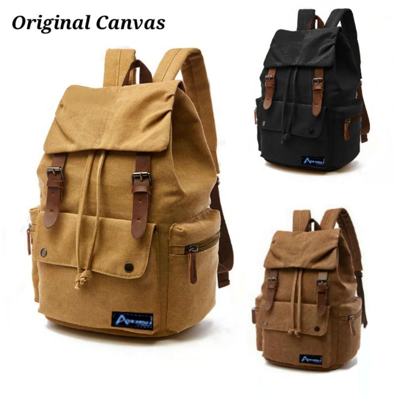 Tas Ransel Canvas IAC Absolute Backpack Up to 13 inch - Tas Pria Tas Wanita Daypack - Sekolah Laptop Punggung