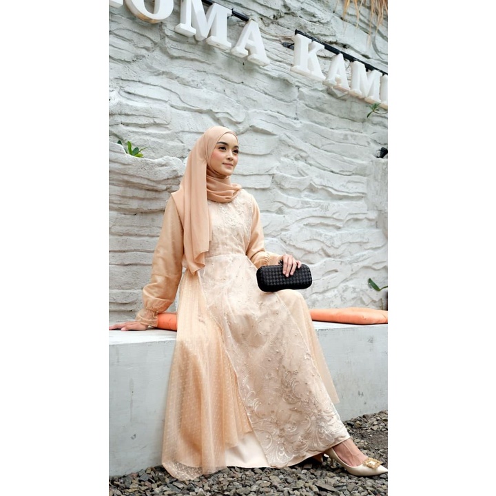 SELYNA DRESS / BRUKAT / DRESS KONDANGAN / DRESS LAMARAN / DRESS LEBARAN / SERAGAMAN