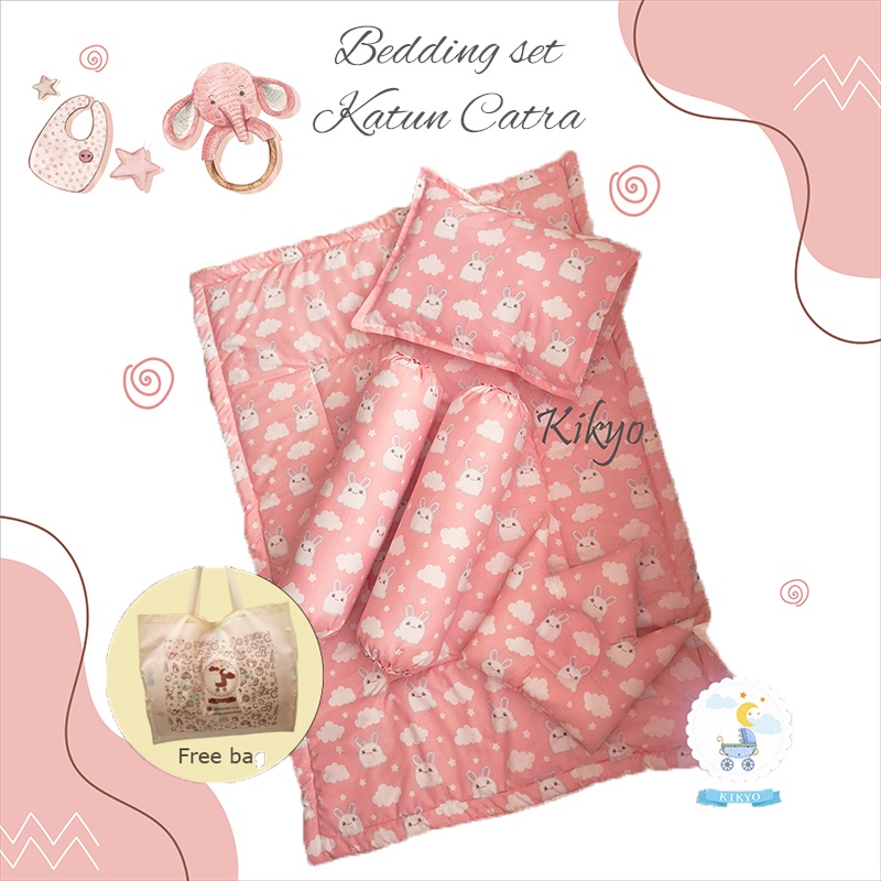 Bedding set baby chubby bunny pink / bedding set bayi / baby bedding / set bedding bayi / bedcover baby / selimut bayi