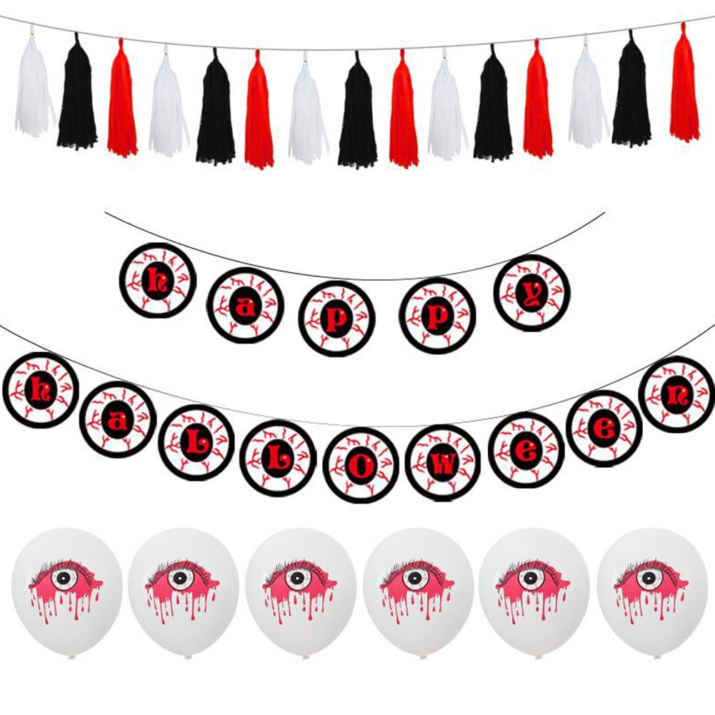 Banner Happy Halloween Haunted House Party Decoration Red Eyes Balloon Set Shopee Indonesia