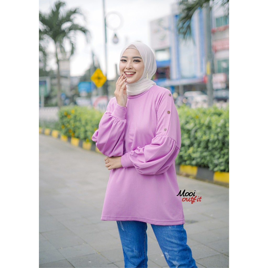 Blouse Jumbo Xxxl Ld 120 Bahan Kaos Rib Premium Super Adem - Kaos Knit Rajut Jumbo Kekinian Murah