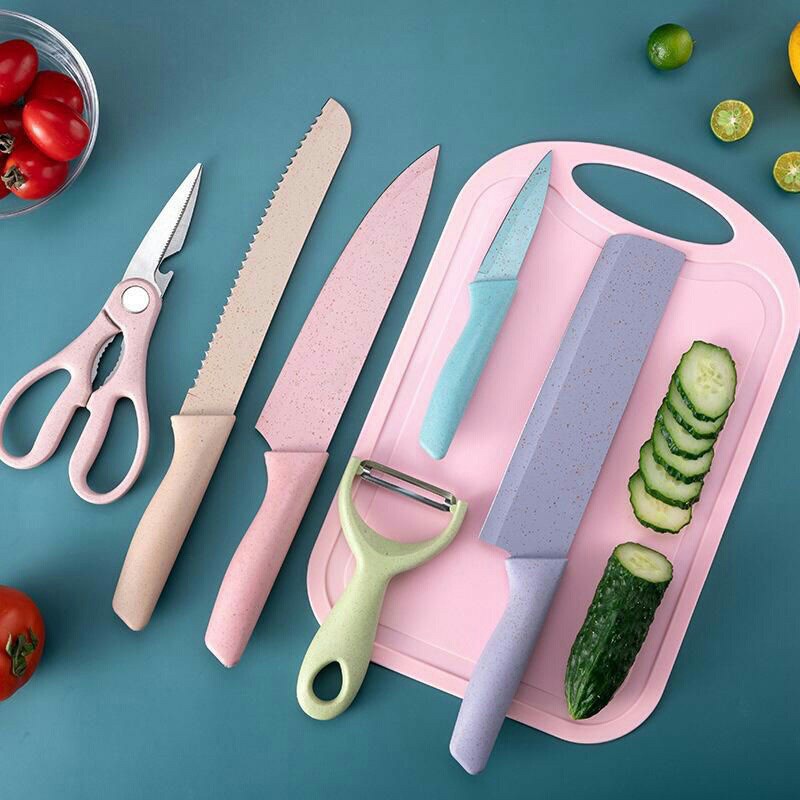 6IN1 Pisau Set EVCRIERH Stainless Dilapis Anti Lengket /Peralatan Masak Pisau pastel PISAU DAPUR| KITCHEN KNIFE SET 6 IN 1 | PISAU MACARON VIRAL