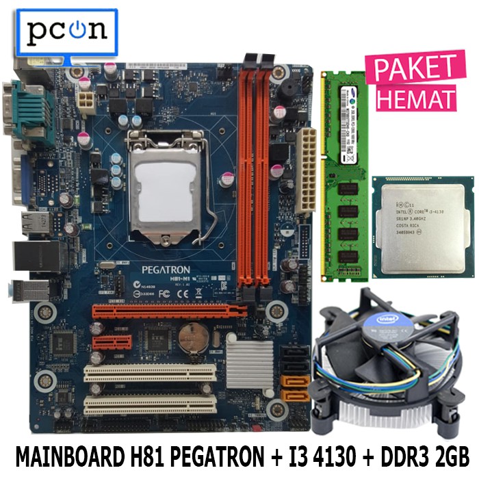 Mainboard LGA 1150 H81 PEGATRON DAN PROCESSOR I3 4130 RAM 2GB FREE FAN