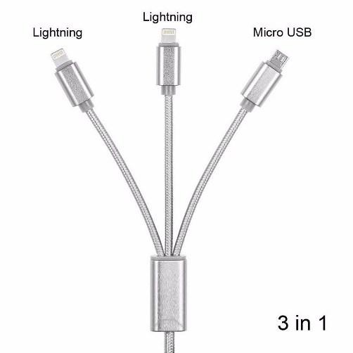 KABEL USB 3 IN 1 Micro USB &amp; Appl Ip Kualitas Super