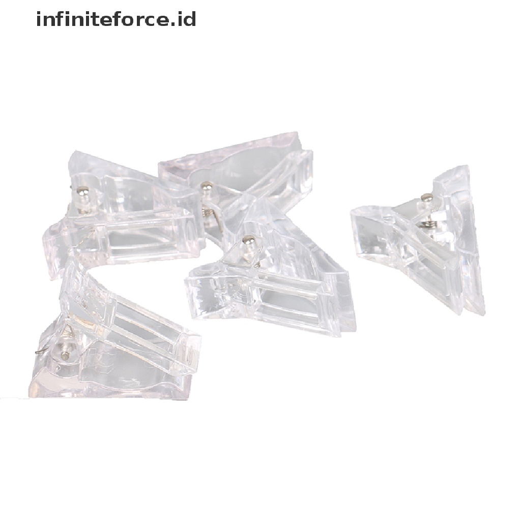 (infiniteforce.id) 5pcs / Set Klip Jepitan Kuku Palsu Bahan Plastik Untuk Nail Art UV Gel