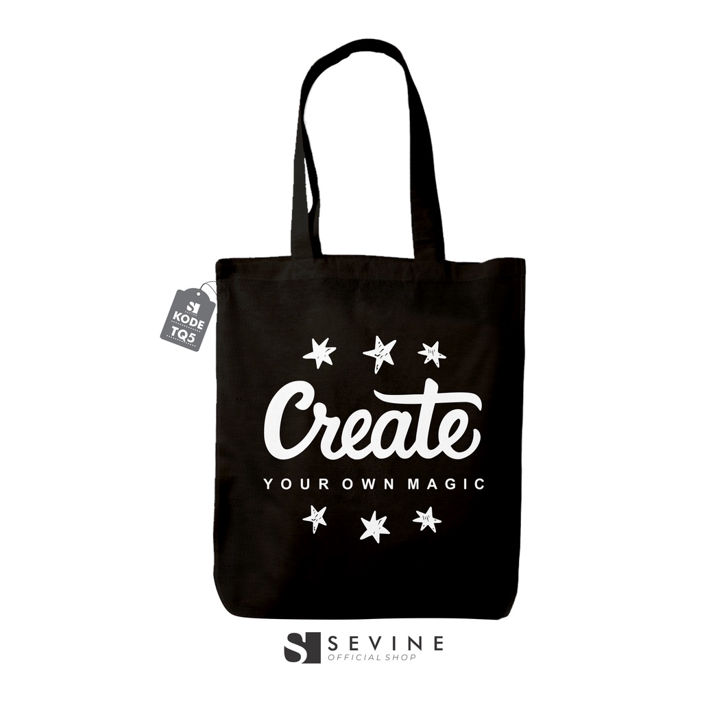 Sevine Totebag Tas Wanita Tote bag Resleting Girl Quotes Black Series Hitam - TQ5