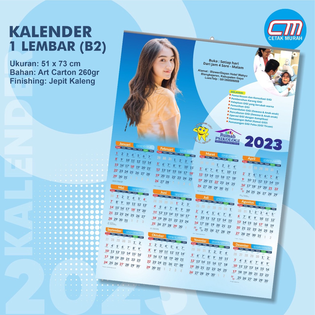 Jual KALENDER CUSTOM ISI 1 LEMBAR UKURAN B2 | Shopee Indonesia