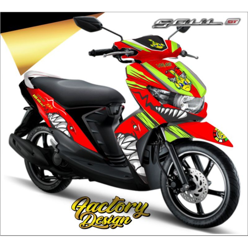 Decal Mio soul GT full body Shark variasi merah lis stabilo