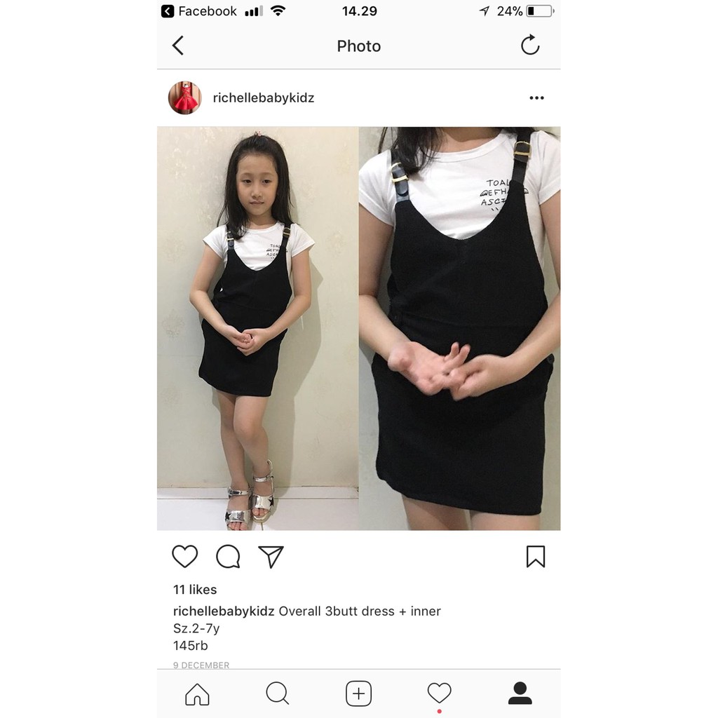 Unik Dress overall hitam dalaman putih Limited