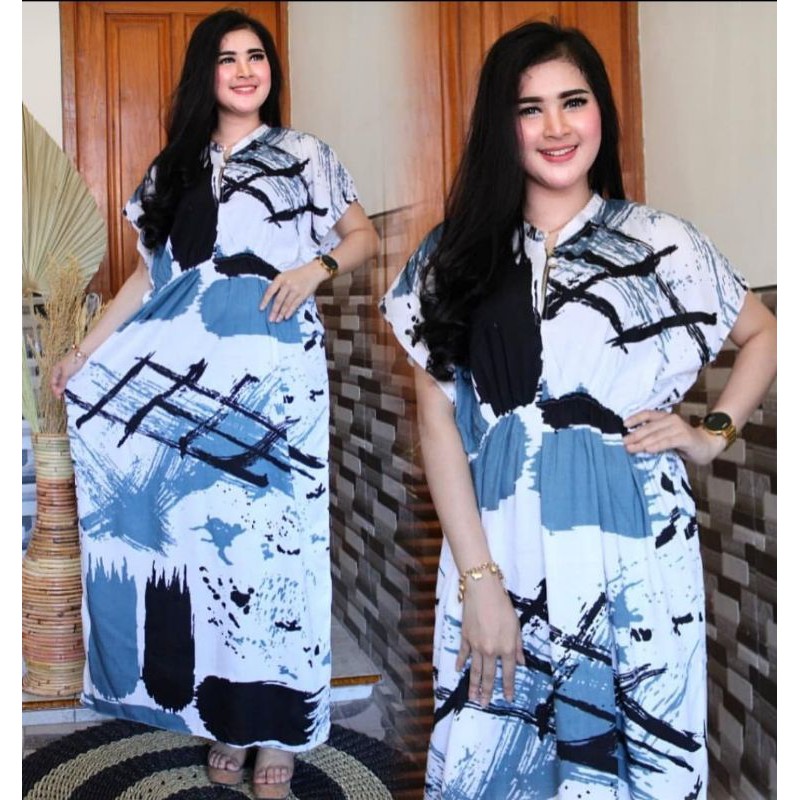 Set Tunik Rayon Motif Polkadot Cincin Viral