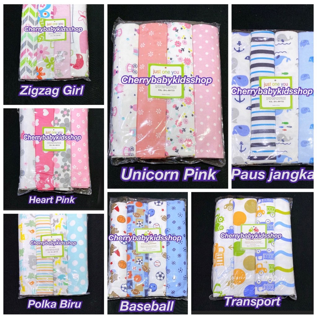 4pc Bedong / Selimut Just To / One You / Kolaco isi 4 in 1 (100% Cotton) Motif Lucu CBKS