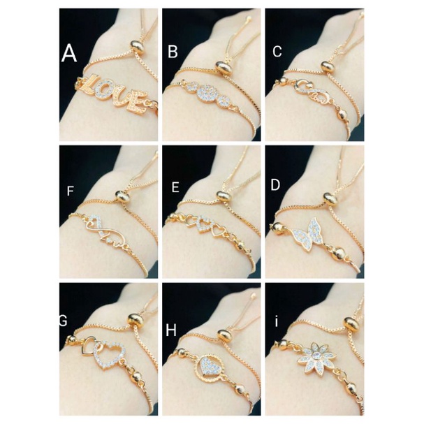 Namk03. Gelang xuping wanita lapis emas dgn mata zircon model serut ukuran bisa dibesar kecilkan