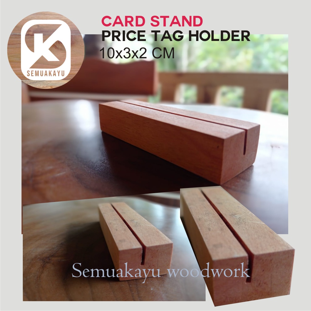 

Semuakayu Store | Wooden Price tag holder kayu jati card stand dudukan label harga 10x3x2 murah