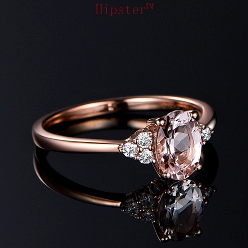 Hot Sale Trendy Fashion Exquisite Refined Grace Inlaid Oval White Crystal Rose Gold Ring