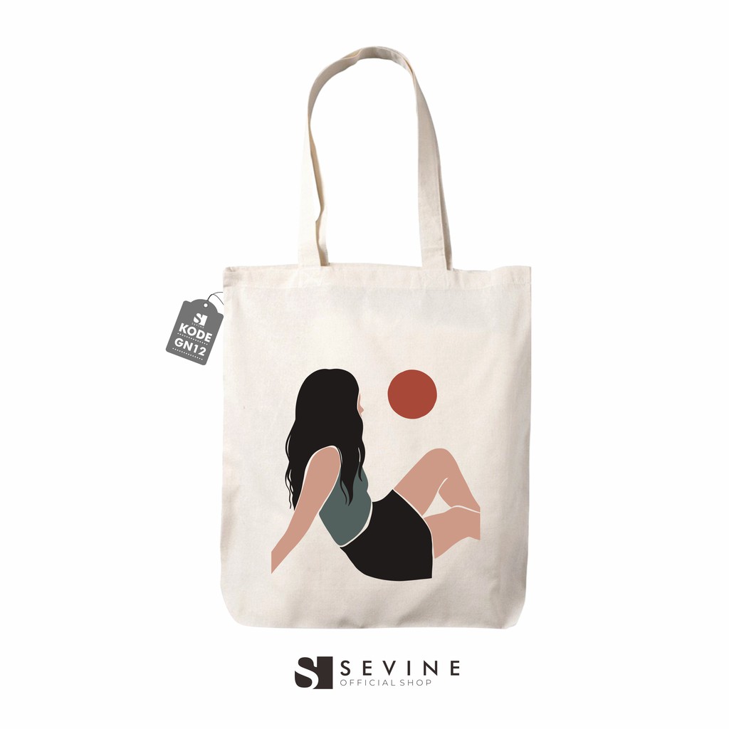 Sevine Tote Bag Resleting Tas Totebag Aesthetic Laptop Wanita Nordic Girly Vintage - GN