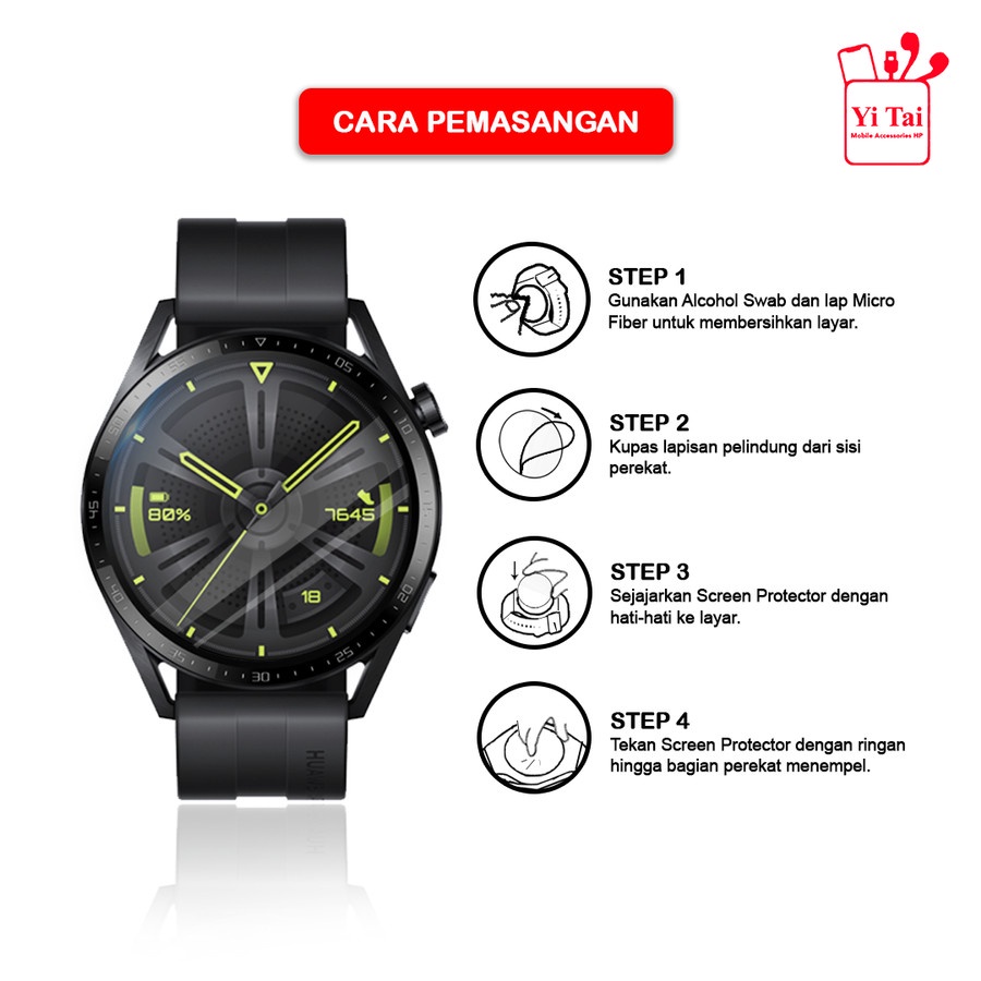 TEMPERED GLASS NANO 3D YI TAI HUAWEI WATCH GT3 42MM HUAWEI GT3 46MM PELINDUNG LAYAR - BD