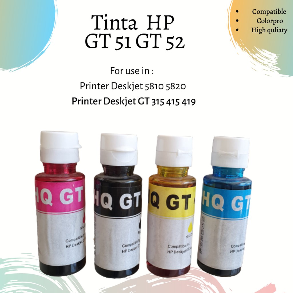 Tinta Compatible Colorpro Refill for Printer  Deskjet GT 315 415 319 419 GT 51 52