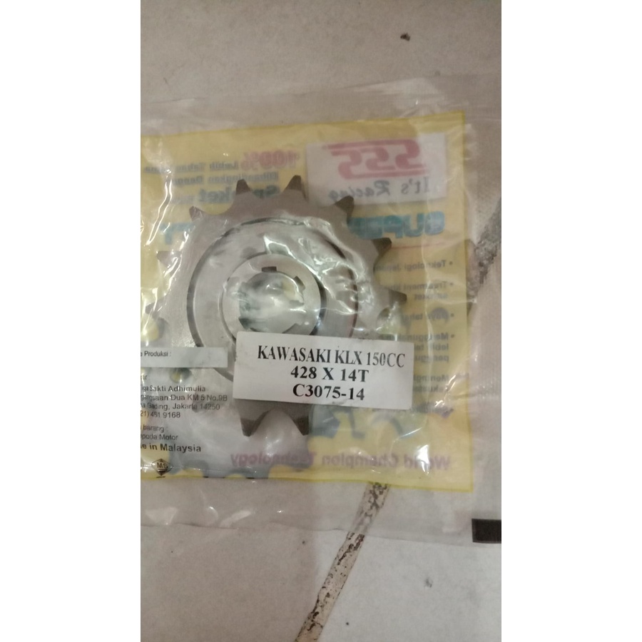 SSS GEAR GER DEPAN 428 520 JUPITER VIXION R15 MEGAPRO GL CB150R SUPRA SATRIA FU SMASH SHOGUN GIR FRONT SPROCKET-SSS 428x14 KLX.kaze