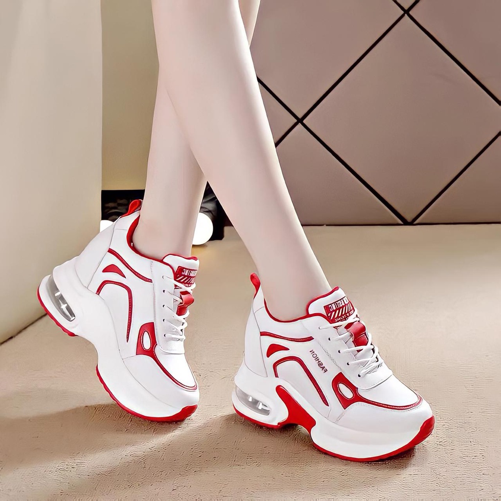 Sepatu Wanita Import Sneakers Putih Cewek Tinggi Terbaru Sneaker Jalan Modis Kekinian SP-150