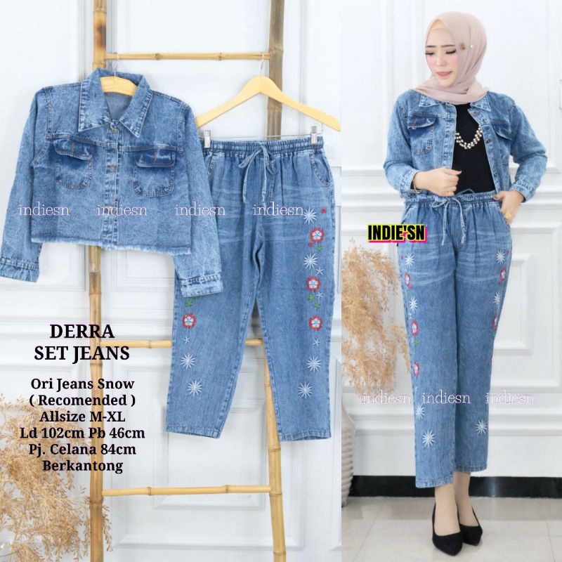 Derra Set Jeans / jaket + celana jeans