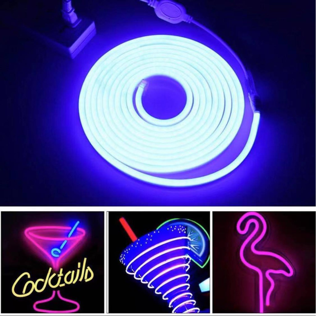 Lampu strip neon flexible waterproof ip 65 Paket 5 meter 10 meter Lengkap Tinggal Colok