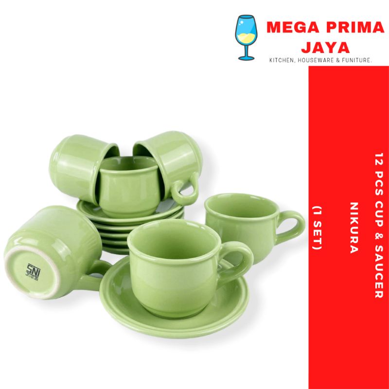 Cangkir Set Nikura 12 Pcs | Cangkir Kopi Polos Nikura | Coffee Set Nikura 6 Set |  Cup and Sauce Nik