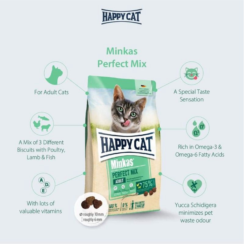 EXPEDISI Happy Cat Minkas Perfect Mix Kemasan 10KG Dry Food