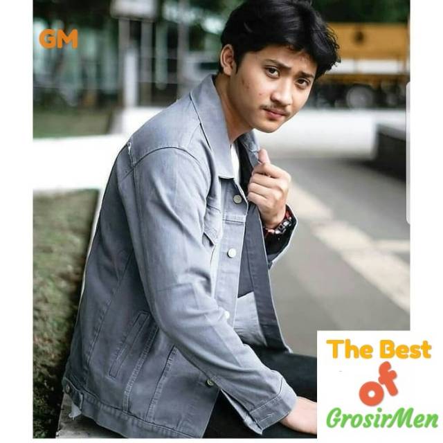 Jaket Jeans Pria Jaket Pria Jaket Levis Cowok Jeans Warna Abu Grey