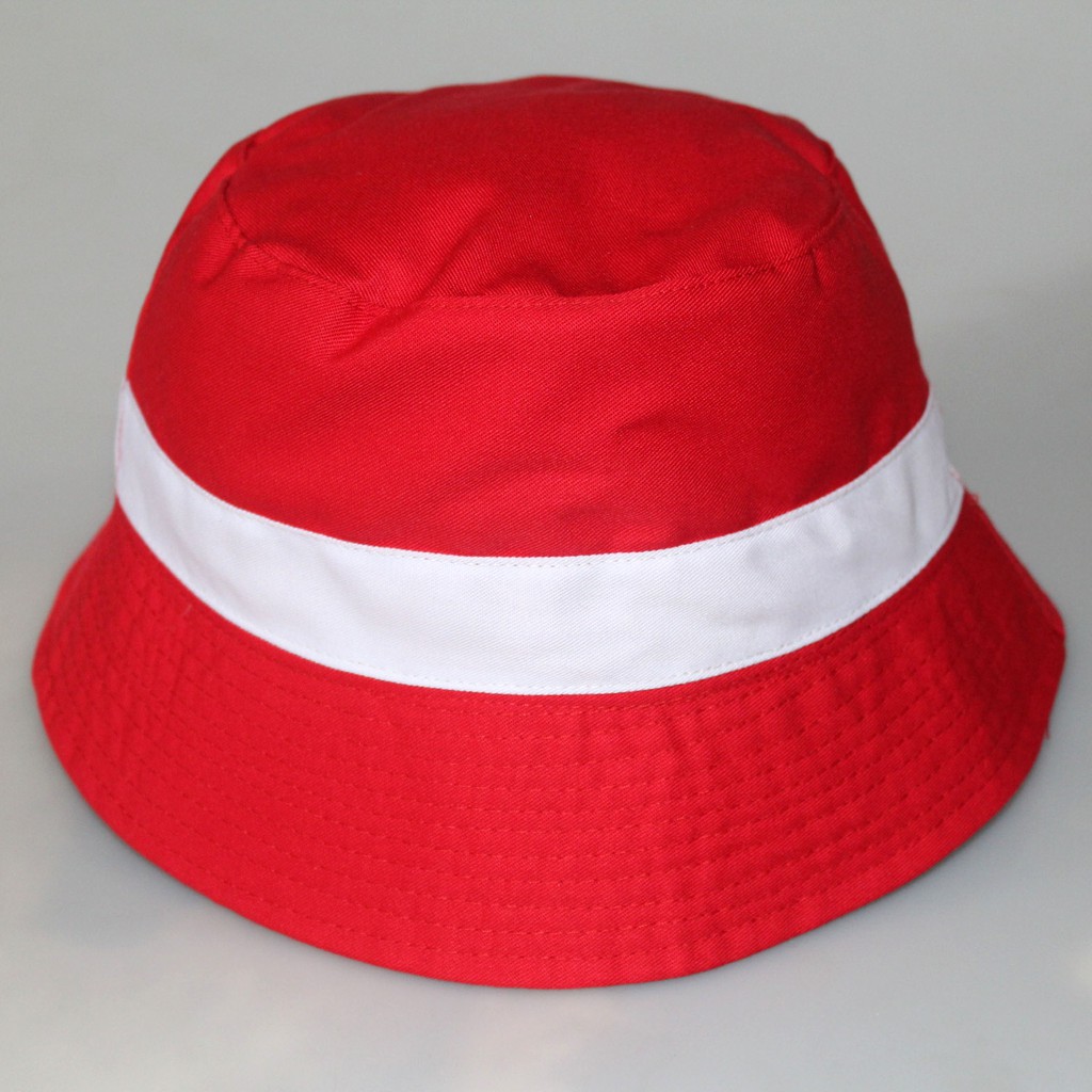 topi bucket hat merah list putih agustusam