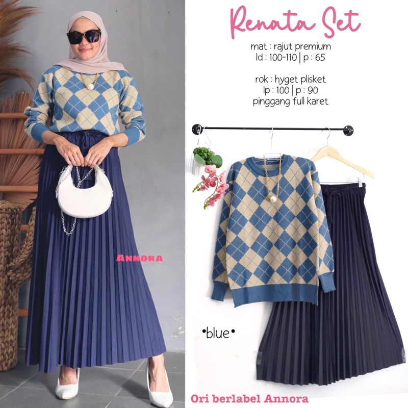 Baju Setelan Rok Plisket Rajut • RENATA SET BY ANNORA