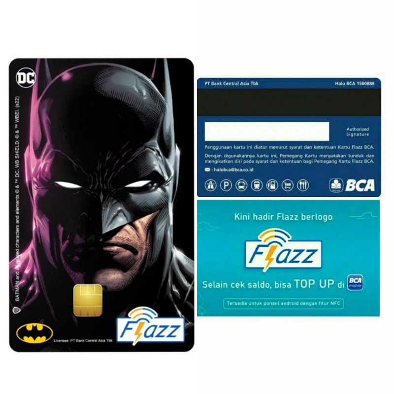 Kartu Flazz BCA Gen 2 /Gen2 Limited Edition BATMAN FULL FACE ORI /Like eTOLL eMONEY Tapcash or Brizzi