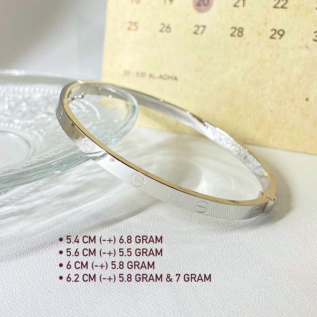 Gelang bangle Cartie anak dan dewasa emas asli kadar 700 750 70 75 16k 17k 1 set rosegold gold whitegold Cartierr padat terbaru tanpa mata permata polos korean