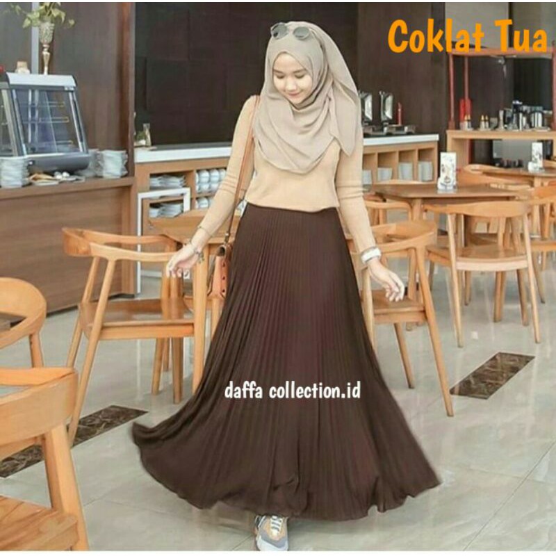 ROK PLISKET PREMIUM WARNA COKLAT TUA/DARK BROWN