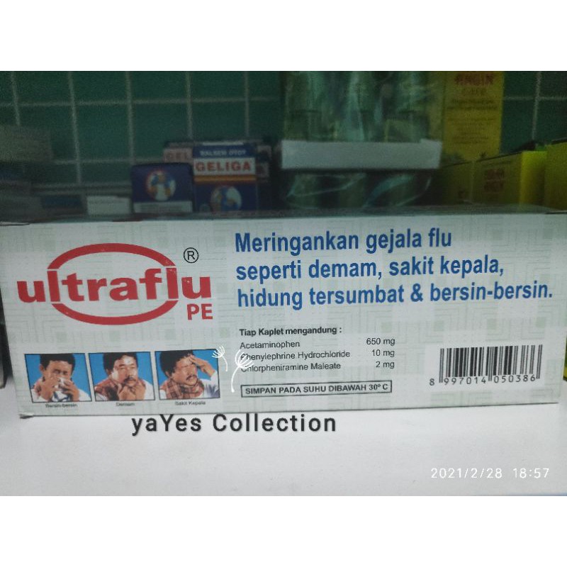 Ultraflu obat gejala Flu 1 Tablet 4 Kapsul Demam sakit Kepala hidung tersumbat bersin ultra flue