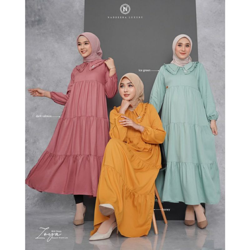 ZOYA MIDI DRESS by Nadheera Luxury ( READY STOK SIAP KIRIM)