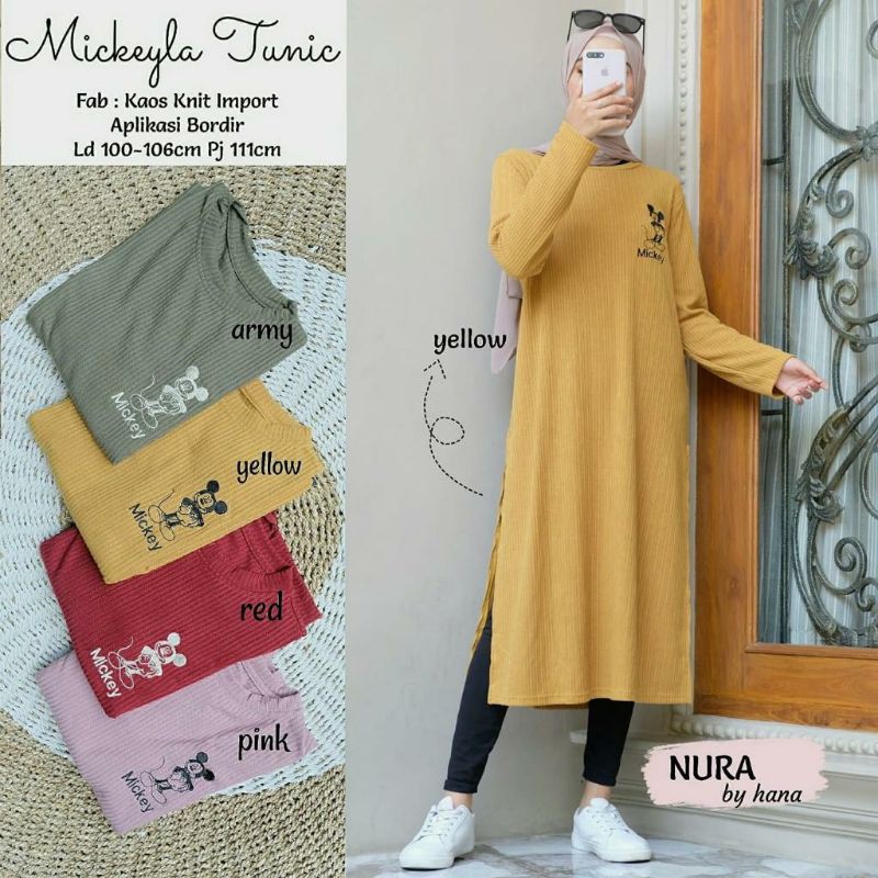 MICKEYLA WALTY Ori NURA BY HANA SOLO || bahan Kaos knit rajut Import || LD 98 - 110 cm fit M - XXL