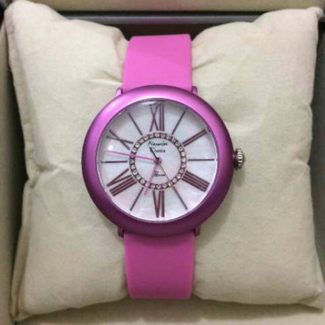 Jam Tangan Cantik Alexandre Christie Rubber Pink Original