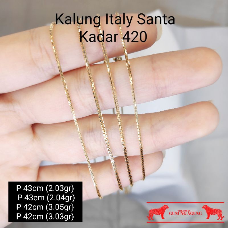 NEW ARRIVAL READY STOCK  Kalung Italy Santa Kadar 420 Rose Gold dan Putih Silver Tipis Chocker Polos