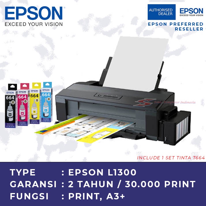 Printer A3 Epson L1300 Singlefungsi Print Epson L1300 A3 Ink Tank Printer