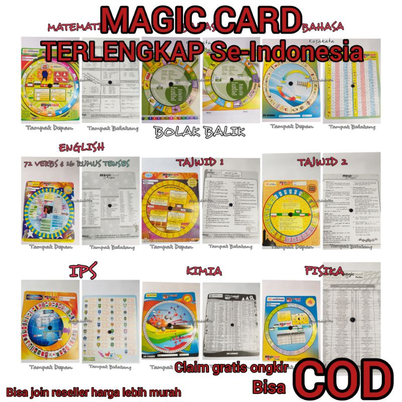 

MAGIC CARD BAHASA, BAHASA INDONESIA, ENGLISH, TAJWID 1, TAJWID 2