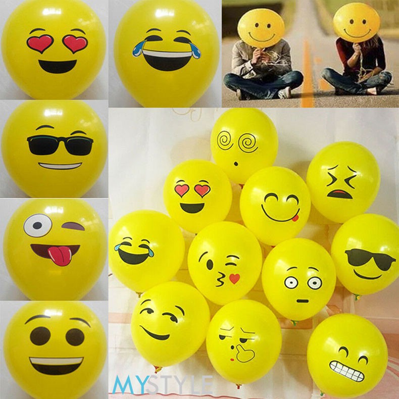 BALON LATEX EMOJI KUNING/MIX WARNA MIN 10 PCS BALON PESTA MURAH BALON ULANG TAHUN LUCU