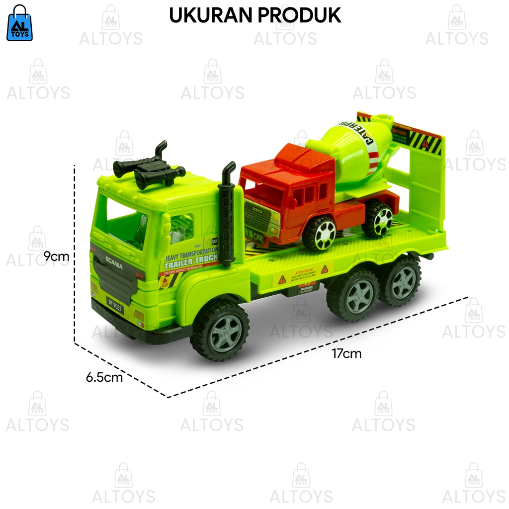 MAINAN MOBIL HEAVY TRAILER TRUCK KONTENER TOWING ISI 4 PCS